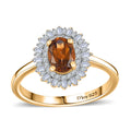Premium Golden Turkizite, White Diamond (0.28 cts) Sunburst Ring in 18K Vermeil YG Over Sterling Silver (Size 7.0) 1.15 ctw - Sticky add to cart bar