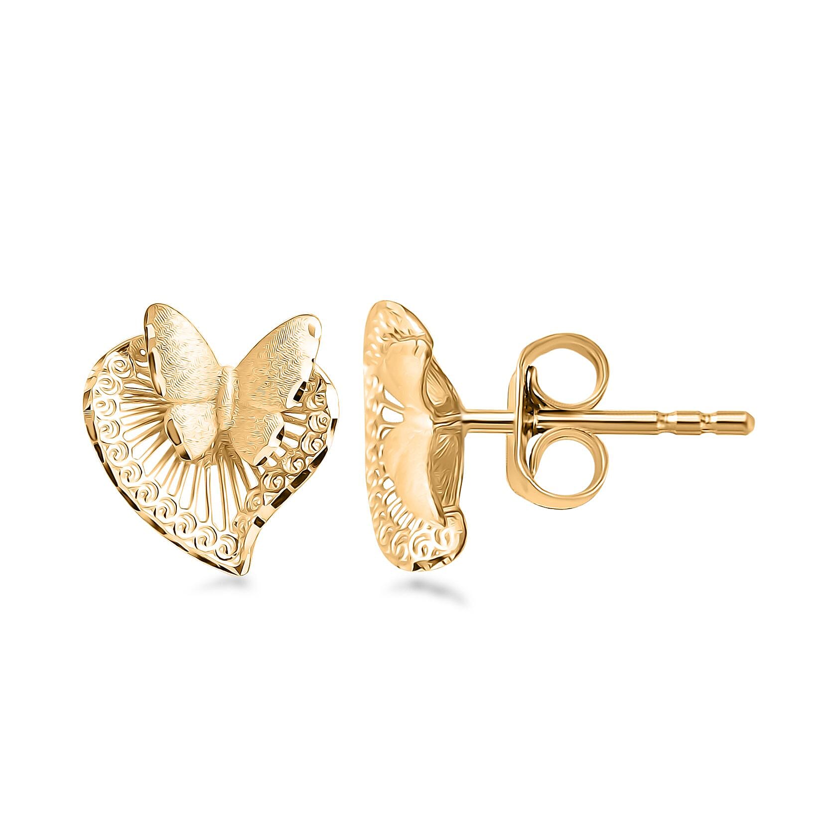 10K Yellow Gold Butterfly Stud Earrings 1.16 Grams