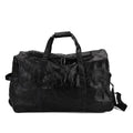 Black Patchwork Sheep Leather Travel Bag with Wheels (22.8"x12.4"x14.6") - Sticky add to cart bar