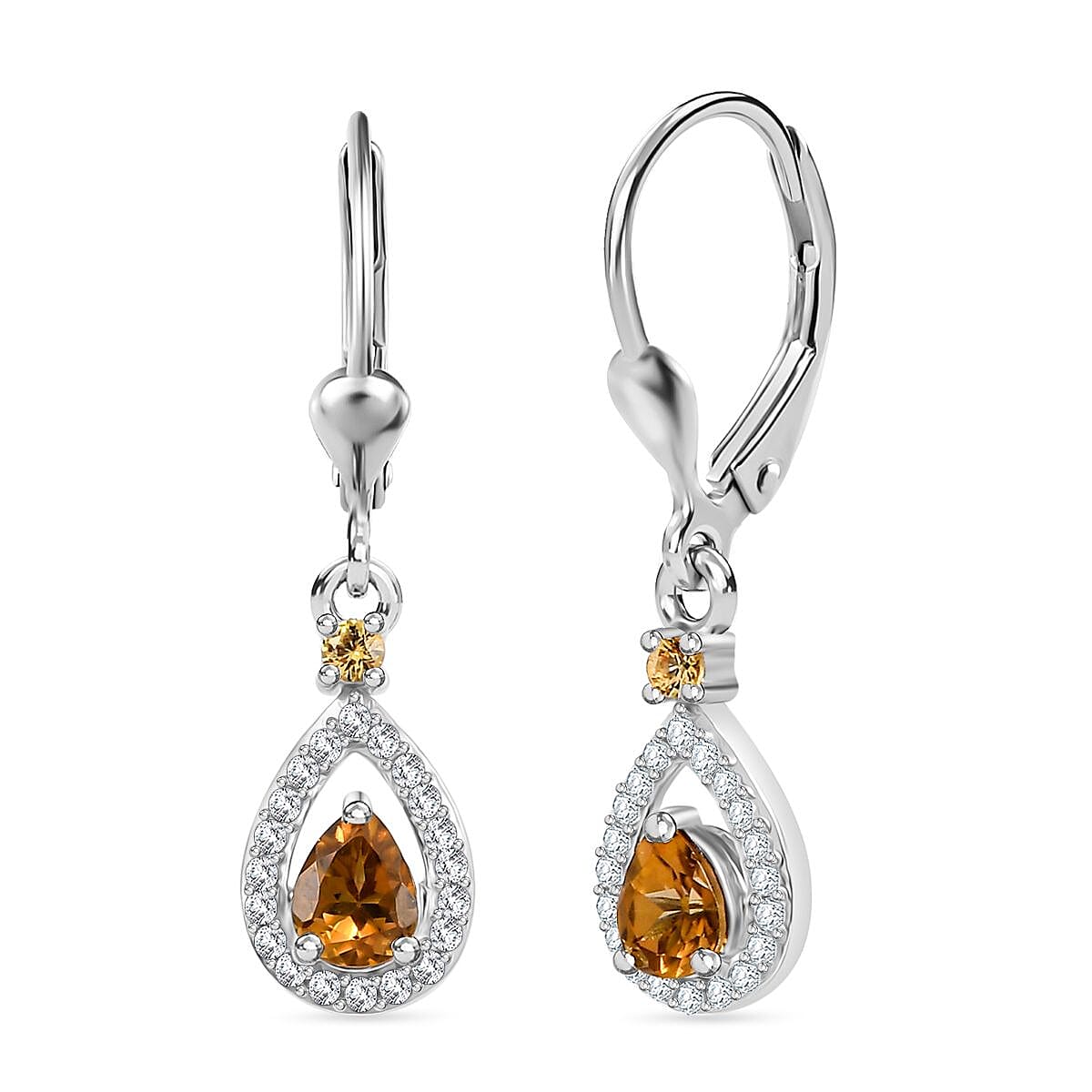 D'Joy Premium Golden Turkizite and Multi Gemstone 1.15 ctw Lever Back Drop Earrings in Rhodium Over Sterling Silver
