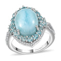 Larimar, Multi Gemstone Ring in Rhodium Over Sterling Silver (Size 7.0) 8.50 ctw - Sticky add to cart bar