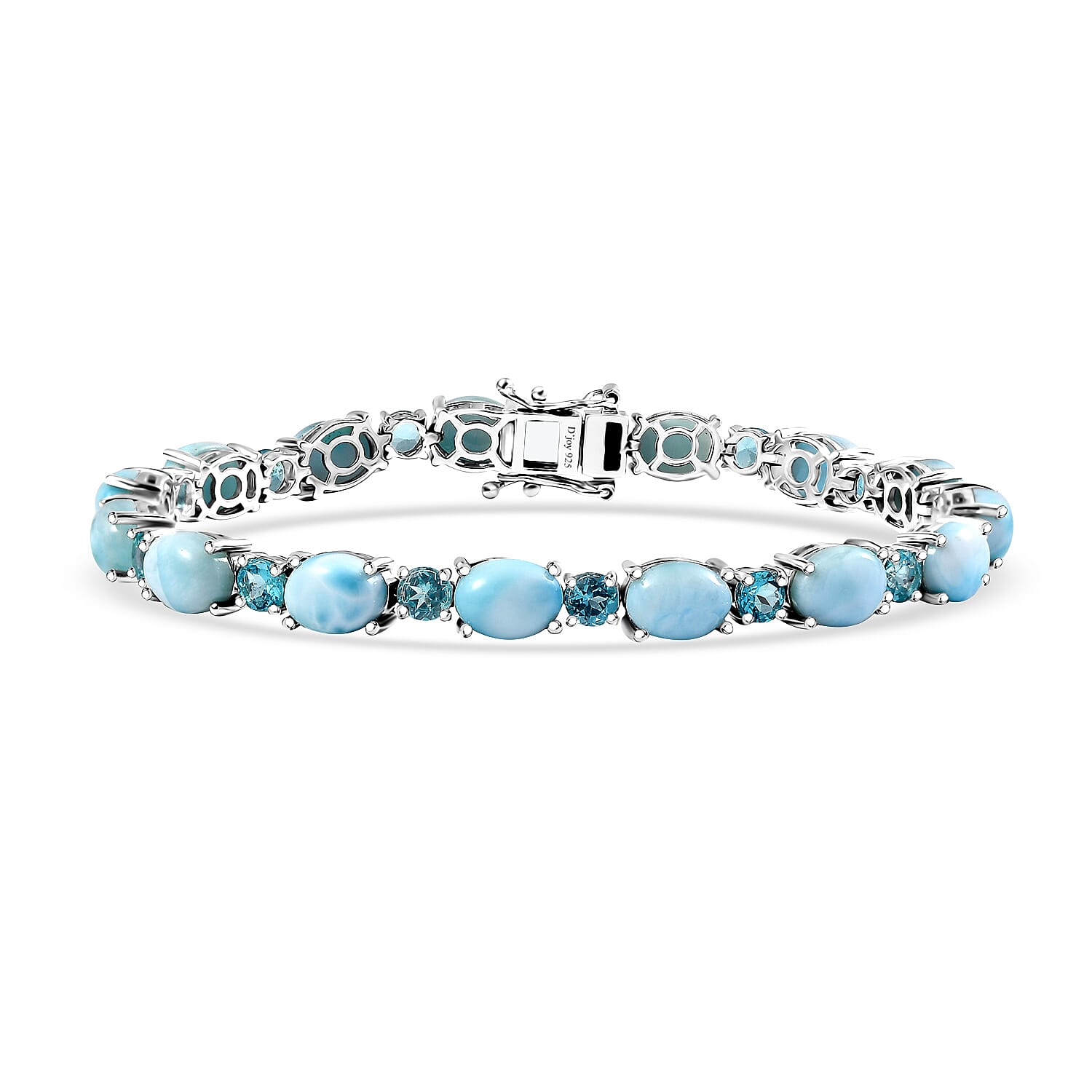 Epic Deal Larimar, Betroka Blue Apatite Bracelet in Rhodium Over Sterling Silver (7.25 In) 26.25 ctw