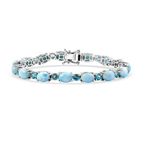 Epic Deal Larimar, Betroka Blue Apatite Bracelet in Rhodium Over Sterling Silver (7.25 In) 26.25 ctw