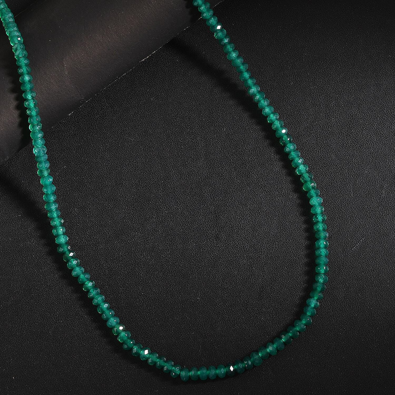 D'Joy Verde Onyx Beaded 50.00 ctw Necklace 18-20 Inches in Sterling Silver