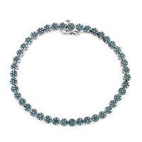 Blue Diamond 3.00 ctw Floral Bracelet in Platinum Over Sterling Silver (8.00 In)