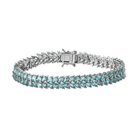 Betroka Blue Apatite 2 Row Bracelet in Platinum Over Sterling Silver (6.50 In) 13.25 ctw