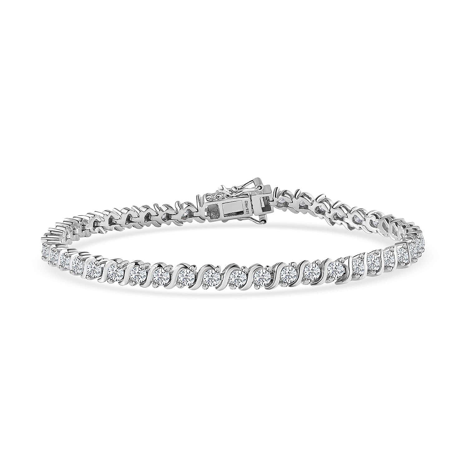 Moissanite 4.40 ctw Line Bracelet in Platinum Over Sterling Silver (6.50 In)