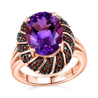 Karis Moroccan Rose, Mozambique Garnet Ring in 18K RG Plated (Size 10.0) 6.20 ctw