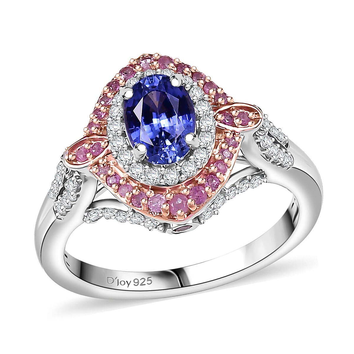 D'Joy Ceylon Blue Sapphire, Multi Gemstone Ring in Rhodium Over Sterling Silver (Size 10.0) 1.80 ctw