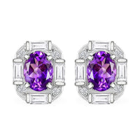 D'Joy Moroccan Rose and White Topaz 3.70 ctw Art Deco Earrings in Platinum Over Sterling Silver