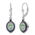 D'Joy Ceylon Blue Sapphire, Multi Gemstone Earrings in Rhodium Over Sterling Silver 2.25 ctw - Sticky add to cart bar
