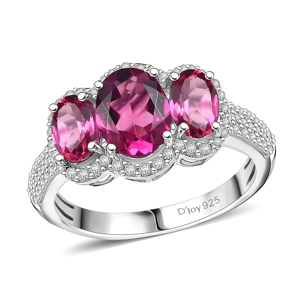 Luxuriant Lab Grown Premium Bixbite and White Zircon 2.65 ctw Ring in Rhodium Over Sterling Silver (Size 10.0)