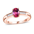 Lab Grown Bixbite, White Zircon Ring in 18K Vermeil RG Over Sterling Silver (Size 10.0) 1.10 ctw - Sticky add to cart bar