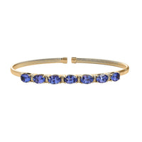 Luxoro Premium Tanzanite 4.50 ctw Bangle Bracelet in 10K Yellow Gold (7.25 In)