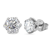 Moissanite 5.10 ctw Crown Earrings in 10K White Gold