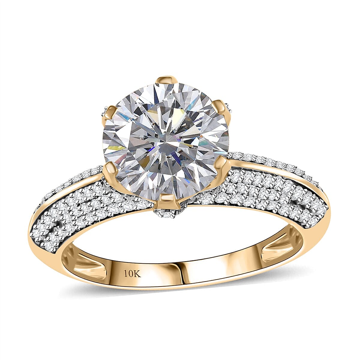 Moissanite 5.60 ctw Crown Ring in 10K White Gold (Size 10.0)