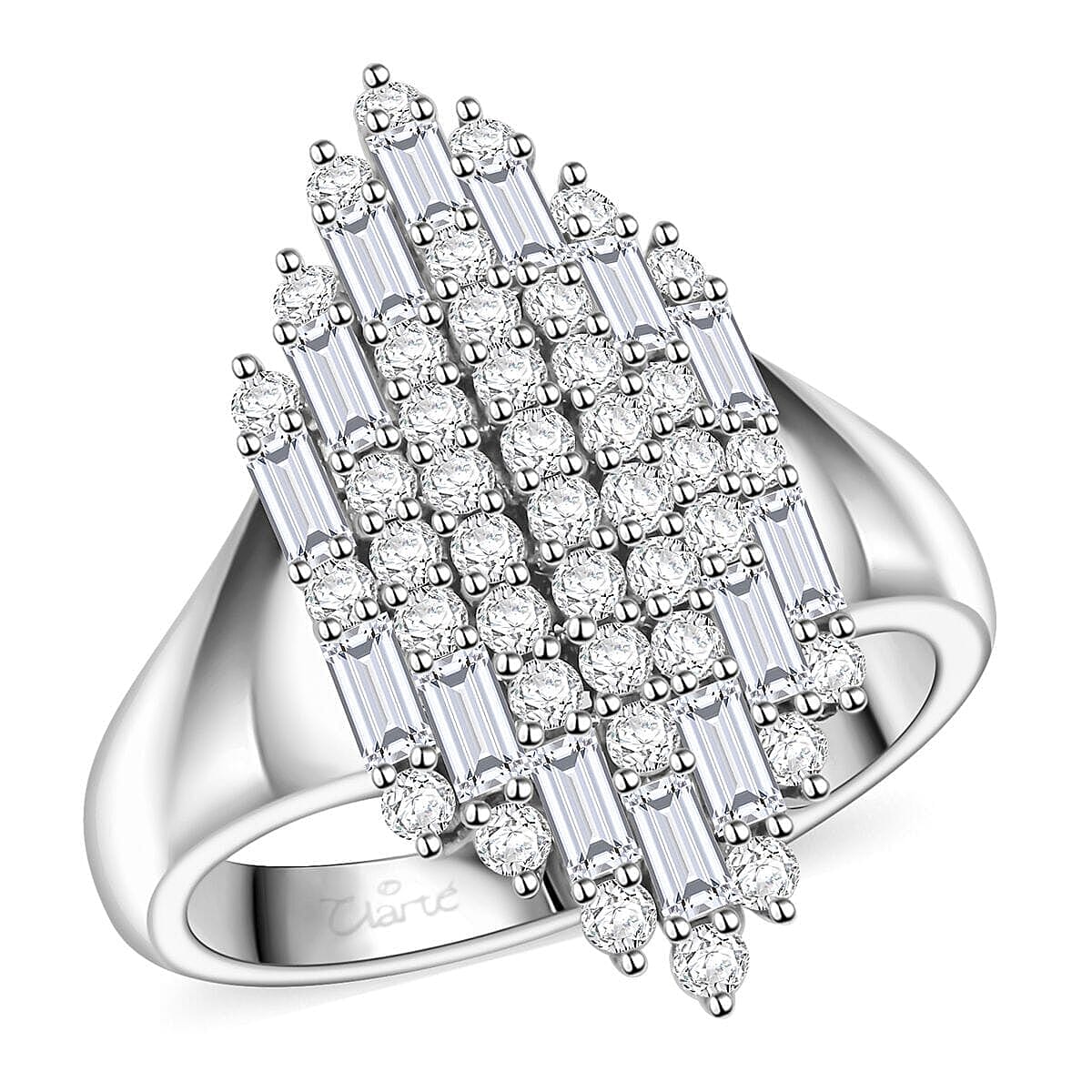 Clarte Ballerina Collection Moissanite Ring in Sterling Silver (Size 6.0) 1.35 ctw