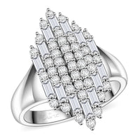 Clarte Ballerina Collection Moissanite Ring in Sterling Silver (Size 6.0) 1.35 ctw