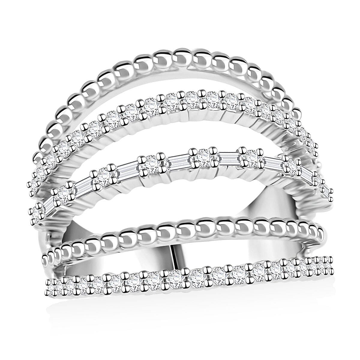 Clarte Ice Breaker Collection Moissanite Ring in Sterling Silver (Size 10.0) 0.65 ctw