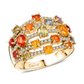 Clarte Baroque Collection Multi Sapphire, Moissanite Ring in 14K YG Over Sterling Silver (Size 10.0) 2.60 ctw - Sticky add to cart bar