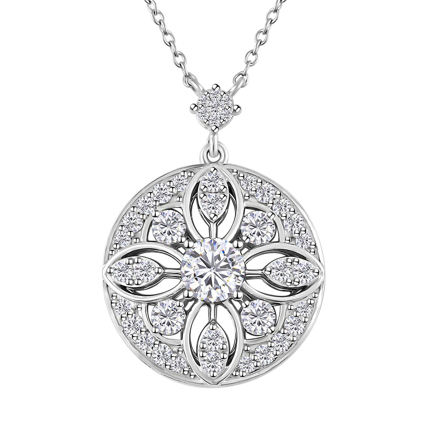 Clarte Celestial Collection Moissanite 2.00 ctw Necklace in Platinum Over Sterling Silver 18 Inches