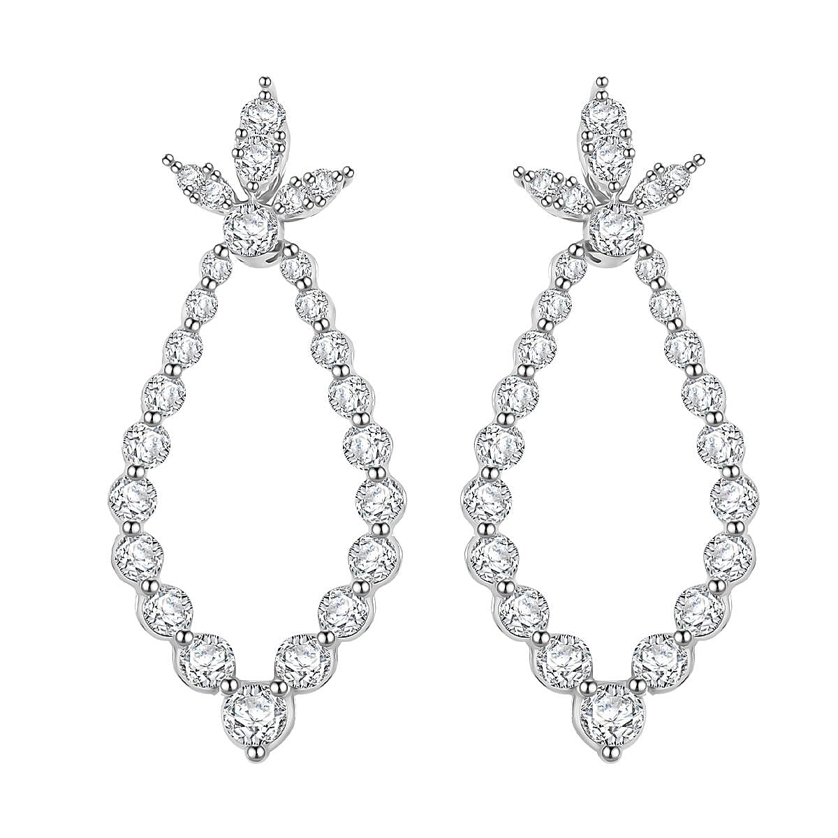 Clarte Icicle Collection Moissanite 2.20 ctw Earrings in Platinum Over Sterling Silver