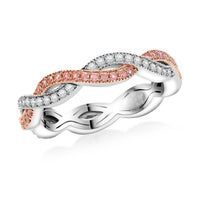 Clarte Infinity Collection White and Pink Moissanite Ring in Sterling Silver (Size 10.0) 0.40 ctw