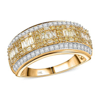 Natural Yellow and White Diamond 0.75 ctw Ring in 14K Yellow Gold 4.05 Grams
