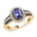 D'Joy Tanzanite, Natural Champagne and White Diamond (0.47 cts) Ring in 18K Vermeil YG Over Sterling Silver (Size 10.0) 1.30 ctw - Sticky add to cart bar
