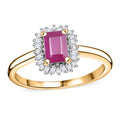 AAA Royal Ruby, Diamond Ring in 18K Vermeil YG Over Sterling Silver (Size 10.0) 0.90 ctw - Sticky add to cart bar