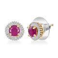 D'Joy AAA Royal Ruby and Diamond 1.65 ctw Halo Stud Earrings in 18K Vermeil Yellow Gold Over Sterling Silver - Sticky add to cart bar