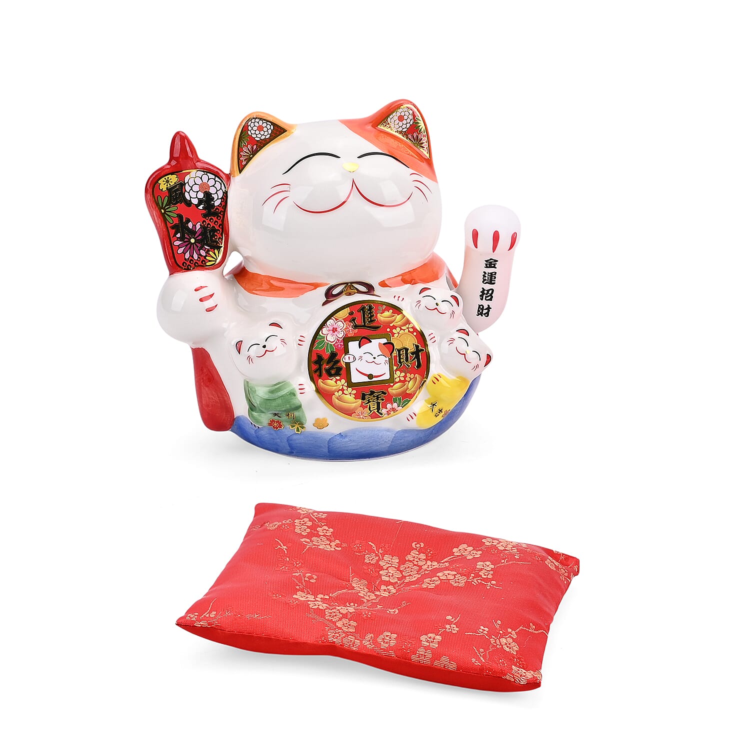Ceramic Money Cat Decoration Shengyixinlong - Bring In Wealth & Treasure (2xAAA Not Included)
