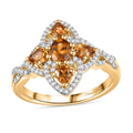 Premium Golden Turkizite, White Zircon Vintage Statement Ring in 18K Vermeil YG and Rhodium Over Sterling Silver (Size 10.0) 1.50 ctw - Sticky add to cart bar