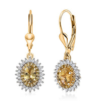 D'Joy Golden Tanzanite, Yellow and White Diamond 1.40 ctw Lever Back Earrings in 18K Vermeil Yellow Gold Over Sterling Silver