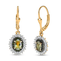 D'Joy Golden Tanzanite, Yellow and White Diamond 1.40 ctw Lever Back Earrings in 18K Vermeil Yellow Gold Over Sterling Silver