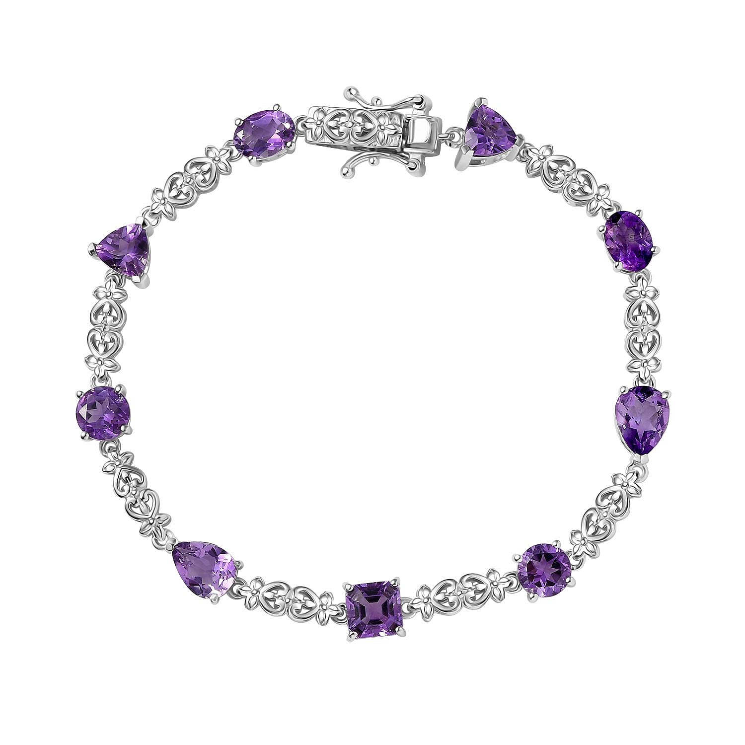 Karis Moroccan Rose 7.75 ctw Linking Bracelet in Platinum Bond (7.25 In)