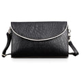 Black 100% Genuine Leather Flap Closure Crossbody Bag (8"x5.25") - Sticky add to cart bar