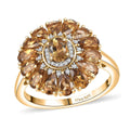 Premium Golden Turkizite, White Zircon Sunflower Ring in 18K Vermeil YG and Rhodium Over Sterling Silver (Size 10.0) 3.80 ctw - Sticky add to cart bar