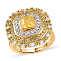 Premium Madagascar Yellow Sapphire and Moissanite 3.65 ctw Majesty Ring in 18K Vermeil Yellow Gold Over Sterling Silver (Size 10.0) (Del. in 8-10 Days) - Sticky add to cart bar