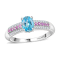Cambodian Blue Zircon and Multi Gemstone 1.25 ctw Ring in Rhodium Over Sterling Silver (Size 10.0) - Sticky add to cart bar