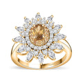 Premium Golden Turkizite, Multi Gemstone Sunflower Halo Ring in 18K Vermeil YG Over Sterling Silver (Size 10.0) 2.50 ctw - Sticky add to cart bar