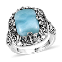 Artisan Crafted Larimar 8.15 ctw Solitaire Ring in Sterling Silver (Size 7.0)
