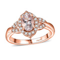 Pink Morganite, White Zircon Ring in 18K Vermeil RG Sterling Silver (Size 10.0) 0.90 ctw - Sticky add to cart bar