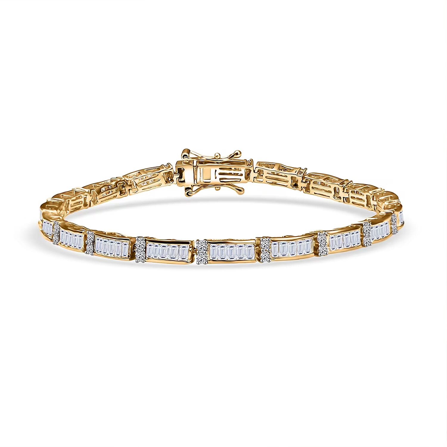 Luxuriant Lab Grown Diamond (G-H, SI) Bracelet in 18K Vermeil YG Over Sterling Silver (7.25 In) 4.00 ctw