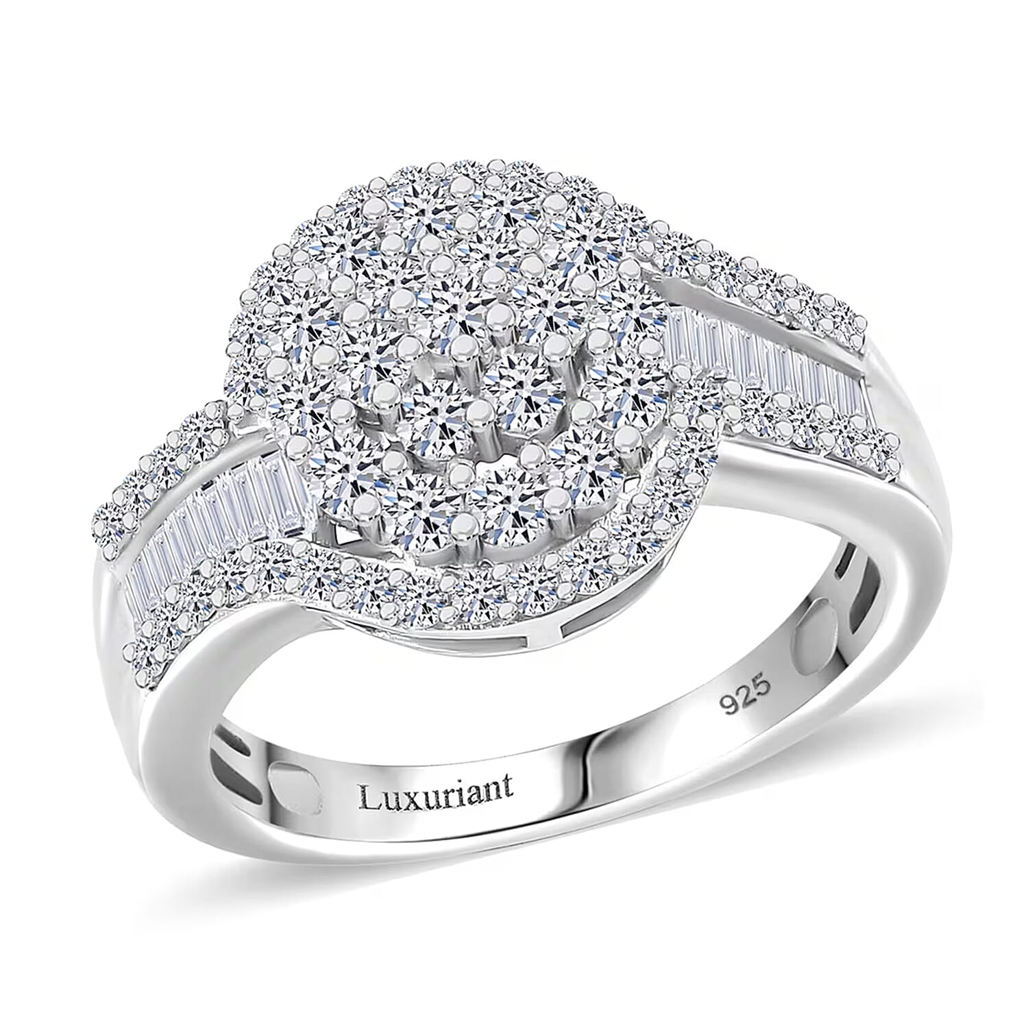 Luxuriant Lab Grown Diamond (G-H, SI) Ring in Rhodium Over Sterling Silver (Size 11.0) 1.00 ctw