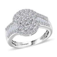 Luxuriant Lab Grown Diamond (G-H, SI) Ring in Rhodium Over Sterling Silver (Size 11.0) 1.00 ctw