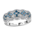 Luxuriant Lab Grown Blue and White Diamond SI 0.75 ctw Ring in Rhodium Over Sterling Silver (Size 10.0) - Sticky add to cart bar