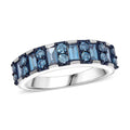 Luxuriant Lab Grown Blue Diamond (SI) Ring in Platinum Over Sterling Silver (Size 10.0) 1.00 ctw - Sticky add to cart bar