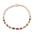 D'Joy AAA Multi Color Calabar Tourmaline 4.60 ctw Link Bracelet in 18K Vermeil Rose Gold Over Sterling Silver (6.50-8.0In) - Sticky add to cart bar