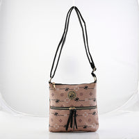 Beverly Hills Polo Club Black & White Logo Pattern Faux Leather Crossbody Bag (10.5"x9.5"x2")